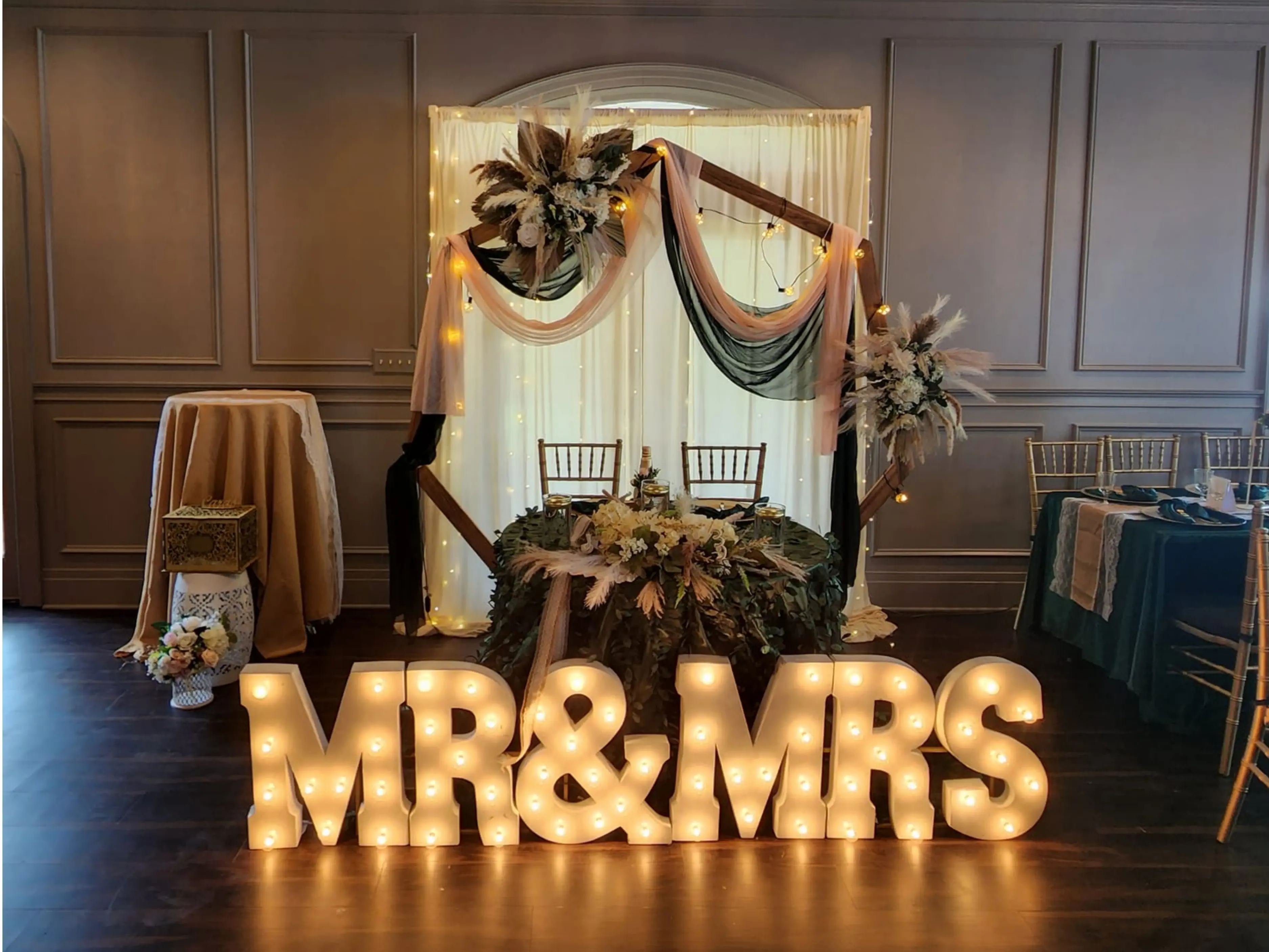 Wedding venue decor Madison County Kentucky - elegant ceremony setup with floral design